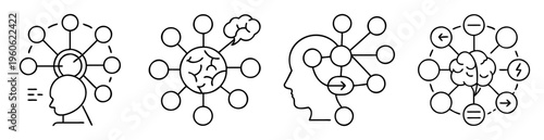 abstract representation of mind connections, network, thought process, brain functions and association