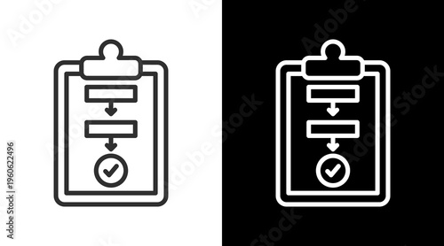 Procedure List White Icon Set Vector 