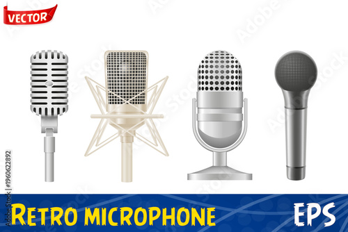 icon set of microphones cartoon stock vector illustration