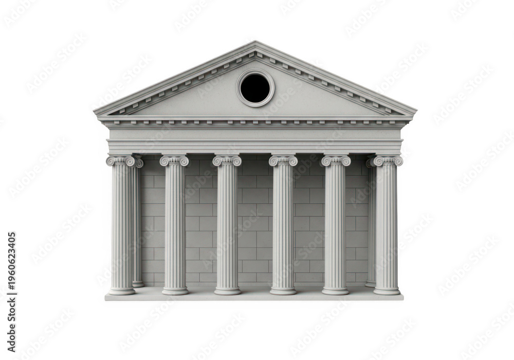Fototapeta premium A gray building with columns and a triangular roof