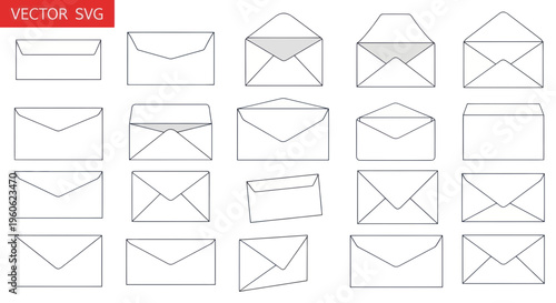 Collection of Envelope Icons, Vector Graphics, Mail and Correspondence Symbols