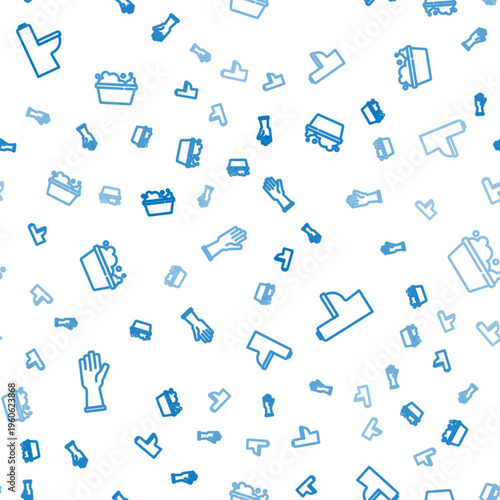 Set line Rubber gloves, Toilet bowl and Basin with soap suds on seamless pattern. Vector