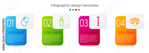Set line Bowling ball, pin, Billiard cue and and. Business infographic template. Vector