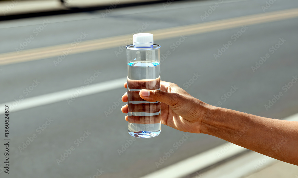 custom made wallpaper toronto digitalHand holding plastic water bottle on street during marathon race  