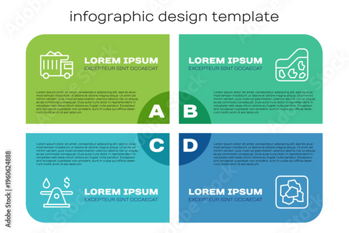 Set line Oil money, Mining dump truck, Gold nugget and Ground. Business infographic template. Vector