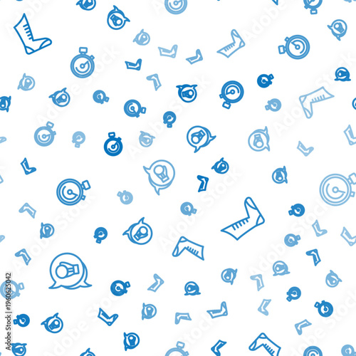 Set line Boxing glove, Sport boxing shoes and Stopwatch on seamless pattern. Vector