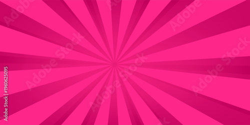 Vibrant Pink Sunburst Pattern Background. Ray star burst backdrop. Rays Radial geometric Vector 10