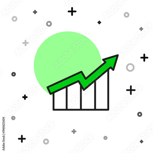 Filled outline Financial growth increase icon isolated on white background. Increasing revenue. Vector