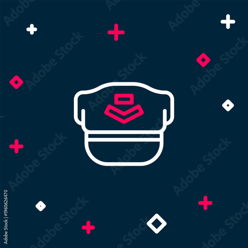 Line Pilot hat icon isolated on blue background. Colorful outline concept. Vector