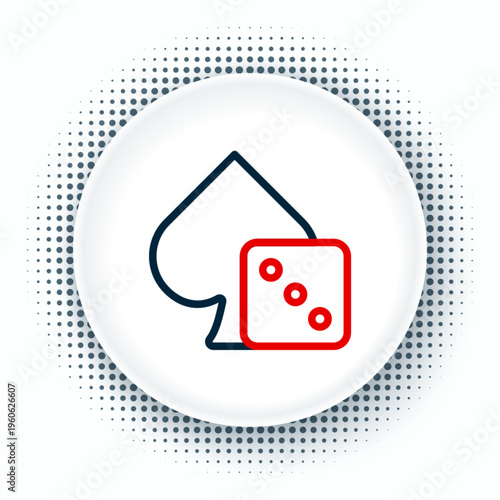Line Game dice icon isolated on white background. Casino gambling. Colorful outline concept. Vector