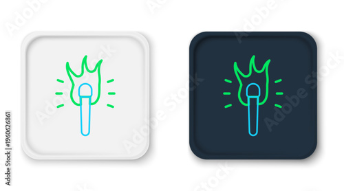 Line Torch flame icon isolated on white background. Symbol fire hot, flame power, flaming and heat. Colorful outline concept. Vector