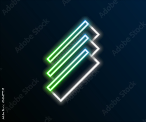Glowing neon line Cigarette rolling papers pack icon isolated on black background. Colorful outline concept. Vector