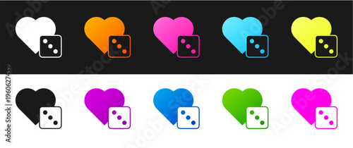 Set Game dice icon isolated on black and white background. Casino gambling. Vector