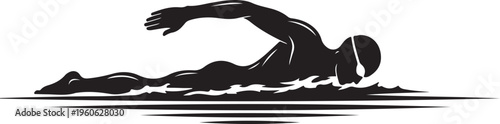 Swimming, swimmer, vector, black, silhouette, aquatic, sports, fitness, athlete
