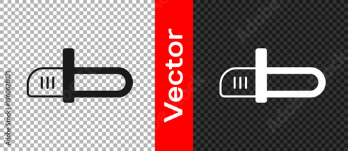 Black Chainsaw icon isolated on transparent background. Vector