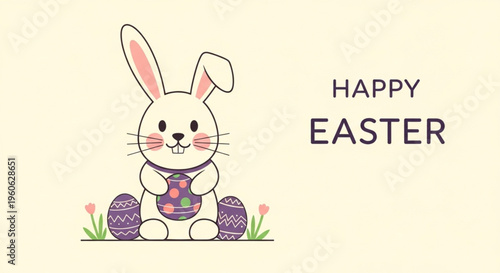 easter bunny with easter eggs ilustration 