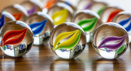 Colorful lip balms in shiny containers.