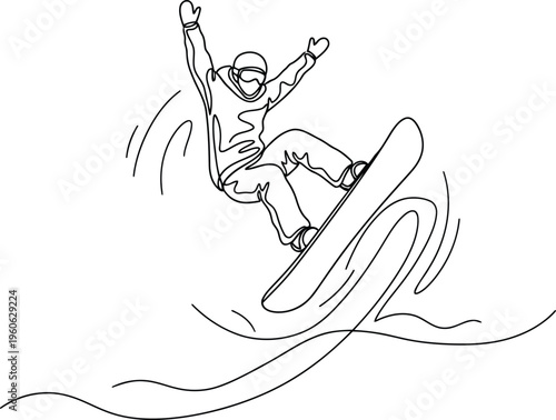 A snowboarder is performing a trick on a snowy slope