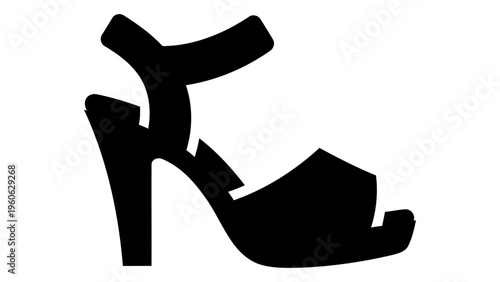 Black silhouette icon of heeled sandals