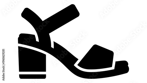 Block heel sandal icon isolated on white background