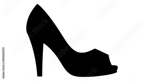 Black silhouette of a peep toe high heel shoe