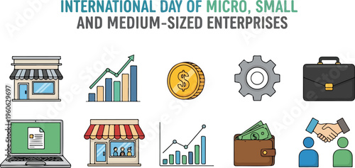 Illustration of International Day of Micro, Small and Medium-sized Enterprises with icons