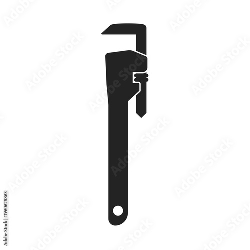 Isolated illustrations silhouette of pipe wrench for craftsmen and mechanics icons.