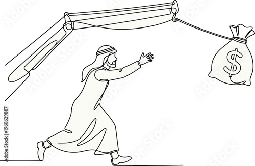 Business Risk and Reward Concept Woman Running Toward Money Trap