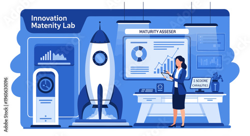 Innovation Maternity Lab with Rocket and Business Woman.