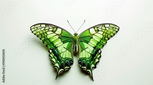 Green butterfly with detailed wing patterns