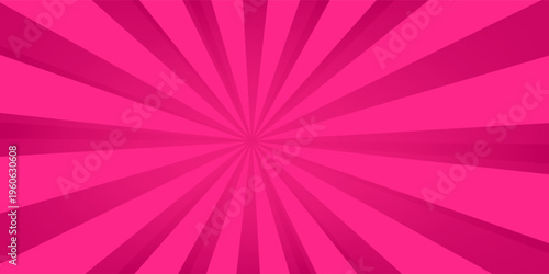Vibrant Pink Sunburst Pattern Background. Ray star burst backdrop. Rays Radial geometric Vector 10