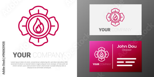 Logotype line Firefighter icon isolated on white background. Logo design template element. Vector