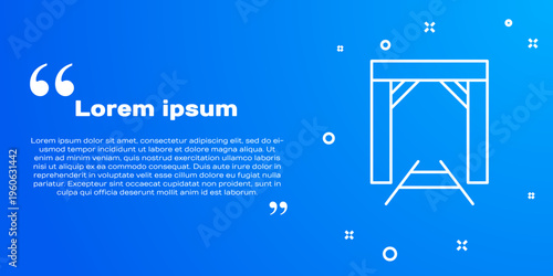 White line Mine entrance icon isolated on blue background. Vector