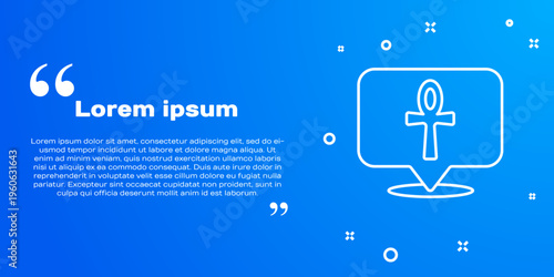 White line Cross ankh icon isolated on blue background. Egyptian word for life or symbol of immortality. Vector