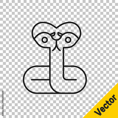 Black line Snake icon isolated on transparent background. Vector