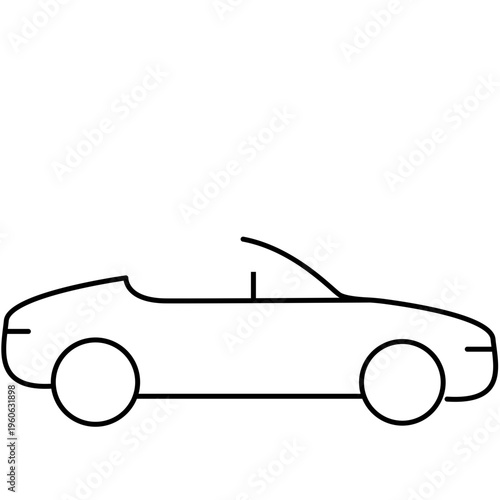 Minimal car illustration in clean outline style, isolated on light background, representing transportation concept, automotive design, daily travel, and simple vehicle icon.
