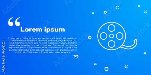 White line Film reel icon isolated on blue background. Vector