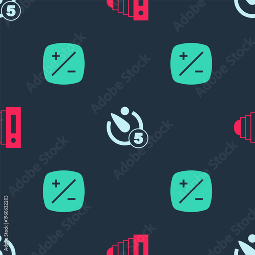 Set Photo camera, Camera timer and Exposure compensation on seamless pattern. Vector