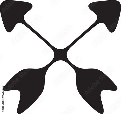 Black propeller blade icon, industrial symbol, vector graphic, mechanical part