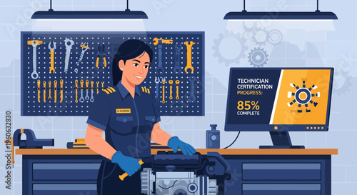 Skilled Woman Technician Working on Computer Hardware in Workshop.