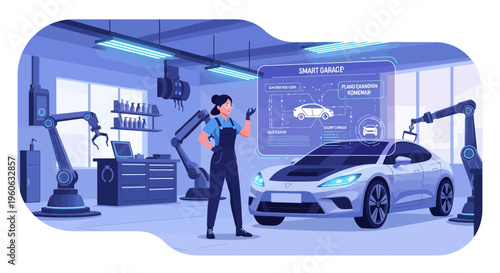 Automotive Industry Robot Assembly Line Car Production.