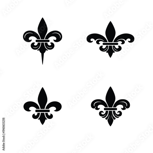 Black fleur de lis symbols on white background signs