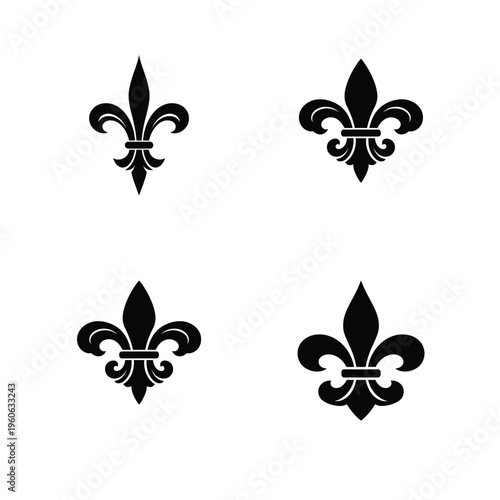 Black fleur de lis symbols on white background signs