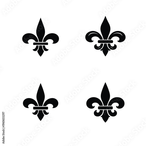 Black fleur de lis symbols in different styles white