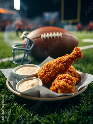 American football with fried chicken game night food