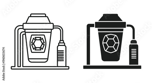 Water filter system icon, outline and solid style, vector illustration