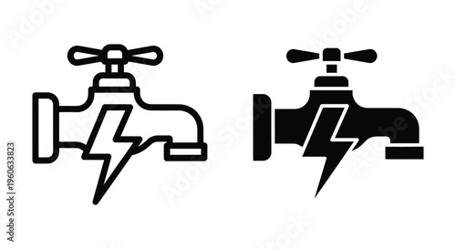 Electric faucet icon, energy saving concept, vector illustration