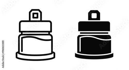 Icon of a jar with a lid and a handle on top, vector illustration