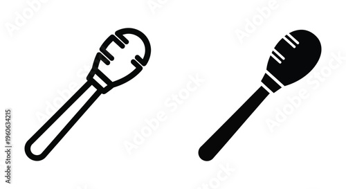 Honey dipper icon set, wooden honey spoon, vector illustration