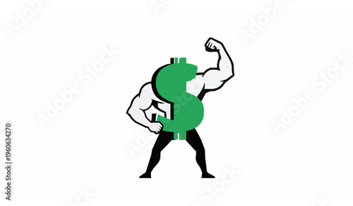 Financial power dollar symbol strength wealth growth vector illustration